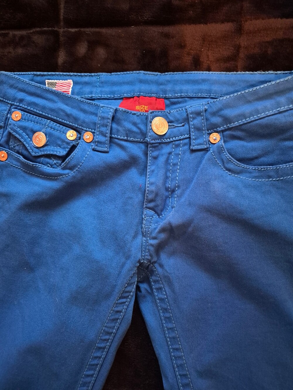True Religion Billy Super T Bootcut Jeans Women's Size 29 Royal Blue Low Rise - Picture 6 of 9